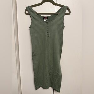 Love Nation Sage Ribbed Henley Crop Tank or mini dress stretchy L/XL